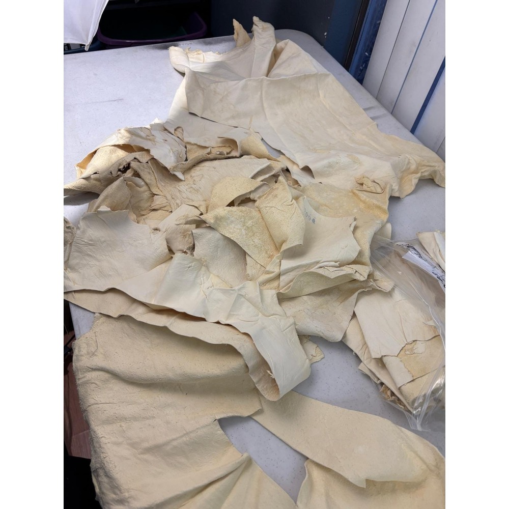 Cream Leather Scrap Remnant Lot 2 lb 7.7 oz 0.9mm Craft Upholstery Leather